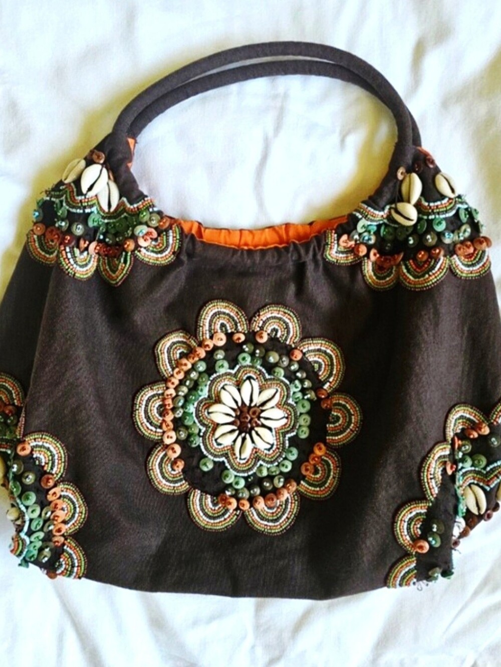Vintage Y2K Christian Livingston Collection Beaded Cowrie Shell Shoulder Bag
